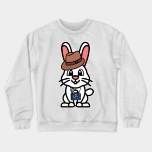 Funny bunny is holding a camera Crewneck Sweatshirt